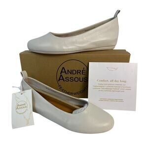 Andre Assous Nalah Ballet Flat Casual Women's 7M White Leather Slip On